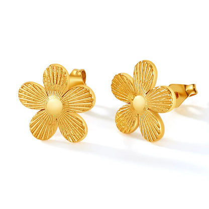 1 Pair Simple Style Flower Plating 304 Stainless Steel Ear Studs