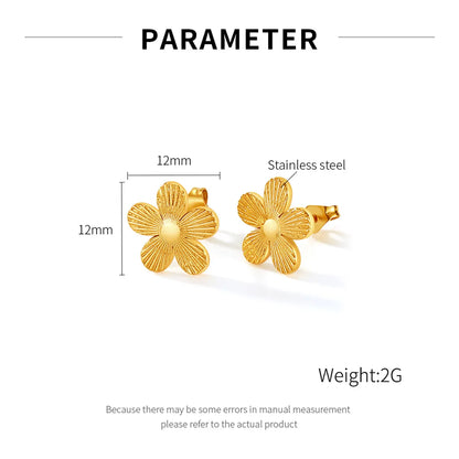 1 Pair Simple Style Flower Plating 304 Stainless Steel Ear Studs