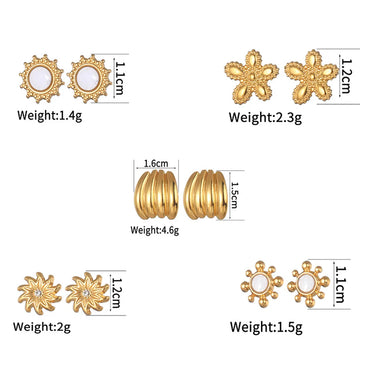 1 Pair Simple Style Flower Plating 304 Stainless Steel Ear Studs