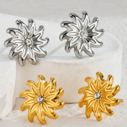 1 Pair Simple Style Flower Plating 304 Stainless Steel Ear Studs