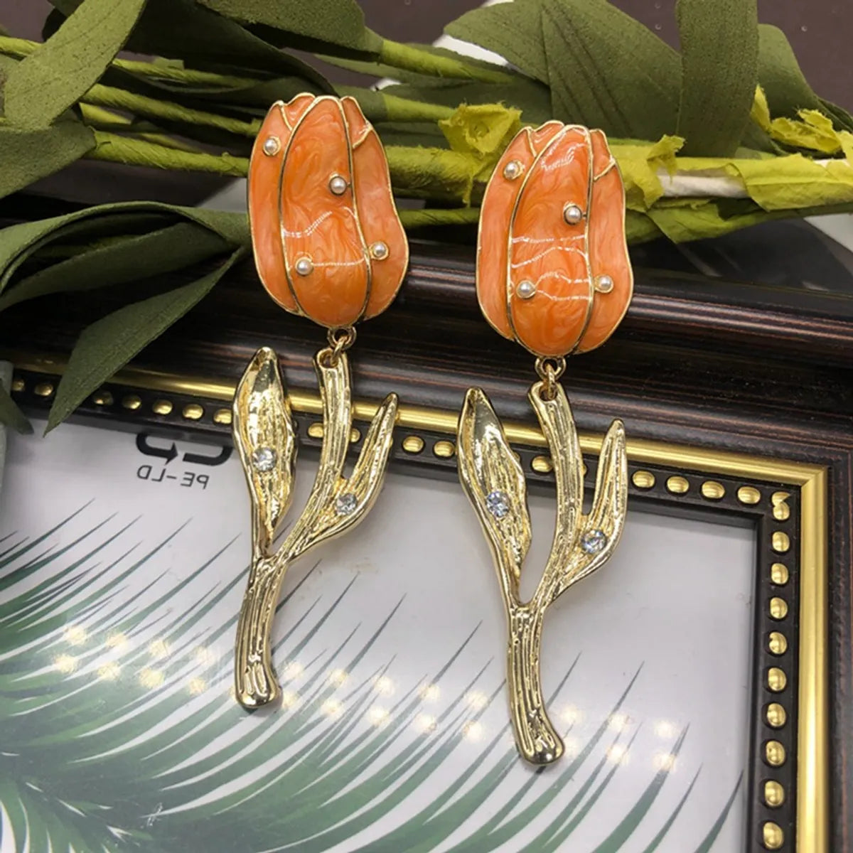 1 Pair Simple Style Flower Plating Alloy Drop Earrings