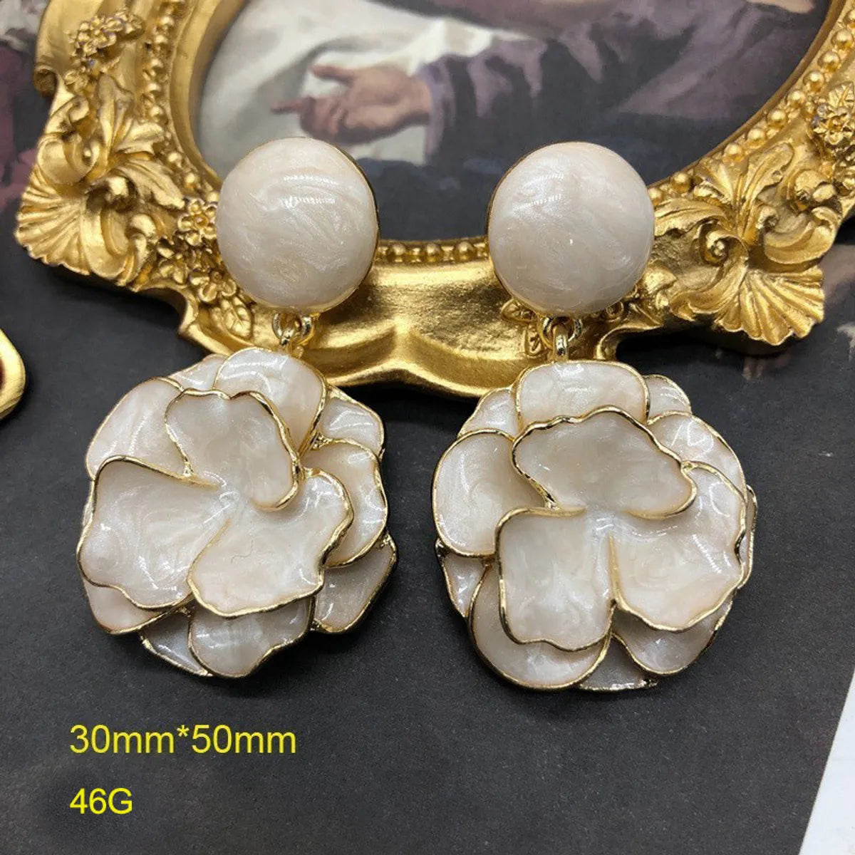 1 Pair Simple Style Flower Plating Alloy Drop Earrings