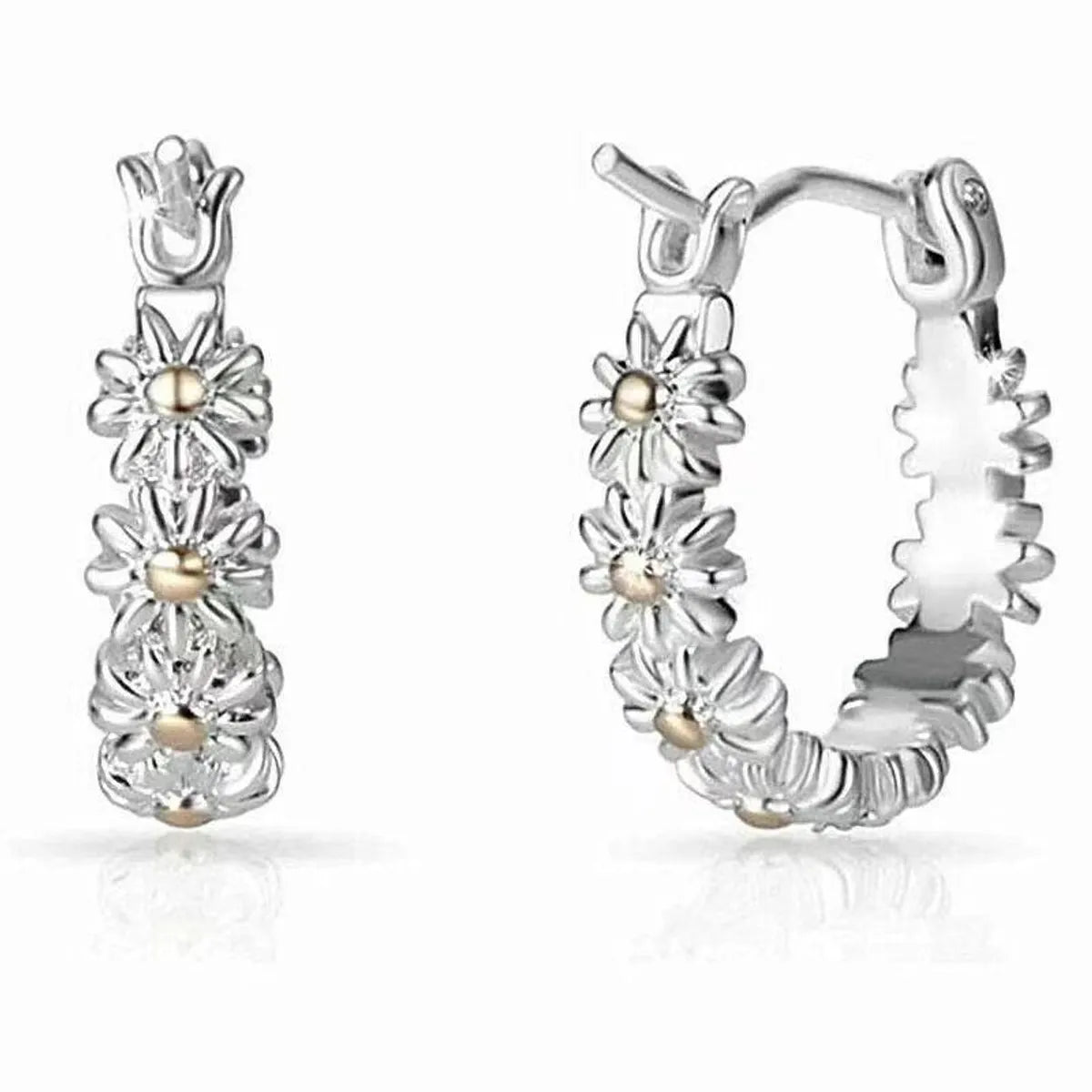 1 Pair Simple Style Flower Plating Alloy Gold Plated Earrings