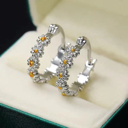 1 Pair Simple Style Flower Plating Alloy Gold Plated Earrings