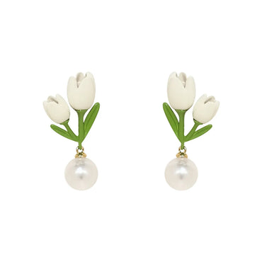 1 Pair Simple Style Flower Plating Arylic Gold Plated Drop Earrings