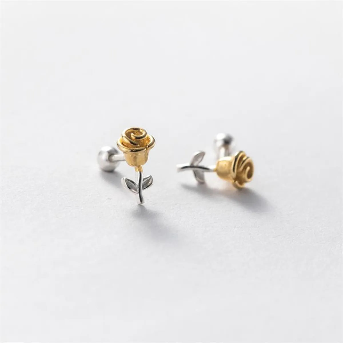 1 Pair Simple Style Flower Plating Copper Silver Plated Earrings