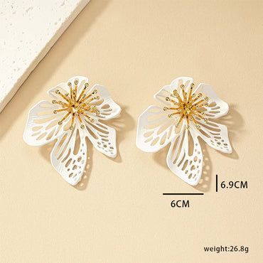 1 Pair Simple Style Flower Plating Hollow Out Metal Ear Studs