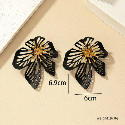 1 Pair Simple Style Flower Plating Hollow Out Metal Ear Studs