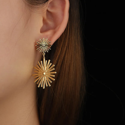 1 Pair Simple Style Flower Plating Inlay Copper Zircon 14k Gold Plated Drop Earrings