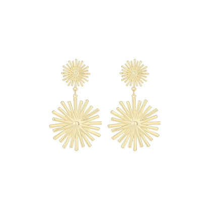 1 Pair Simple Style Flower Plating Inlay Copper Zircon 14k Gold Plated Drop Earrings