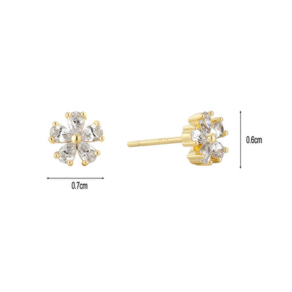 1 Pair Simple Style Flower Plating Inlay Copper Zircon 18k Gold Plated Ear Studs