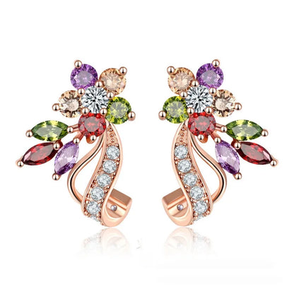 1 Pair Simple Style Flower Plating Inlay Copper Zircon K Gold Plated Rhodium Plated Ear Studs