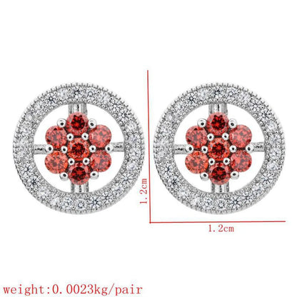 1 Pair Simple Style Flower Plating Inlay Copper Zircon White Gold Plated Ear Studs