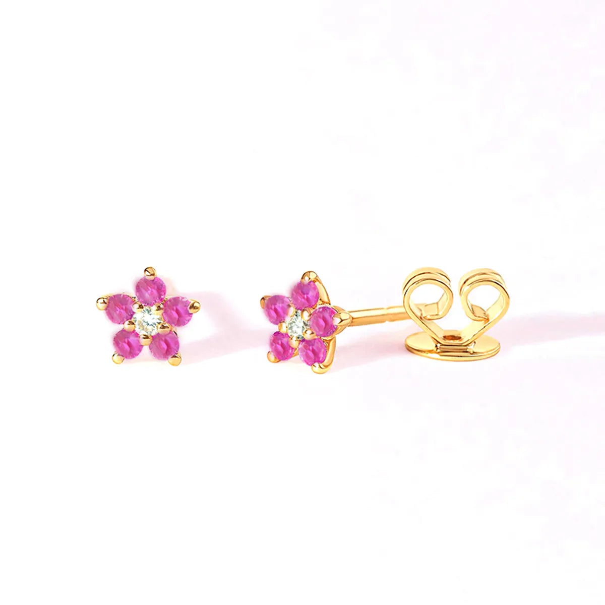 1 Pair Simple Style Flower Plating Inlay Copper Zircon White Gold Plated Gold Plated Ear Studs