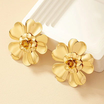 1 Pair Simple Style Flower Plating Alloy Ear Studs