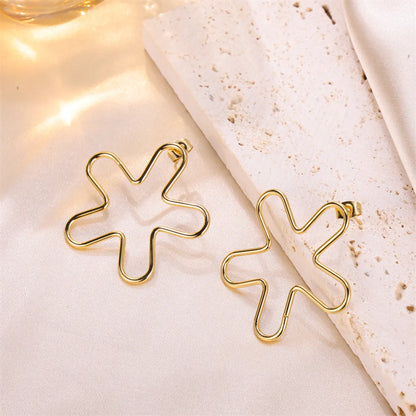 1 Pair Simple Style Flower Plating Stainless Steel 18k Gold Plated Ear Studs