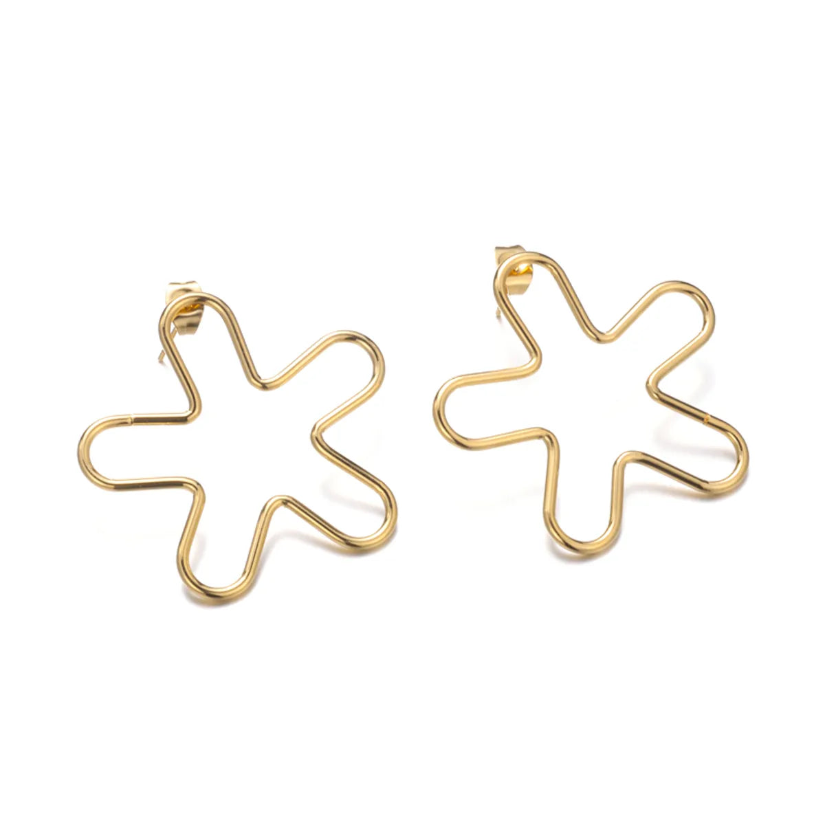 1 Pair Simple Style Flower Plating Stainless Steel 18k Gold Plated Ear Studs