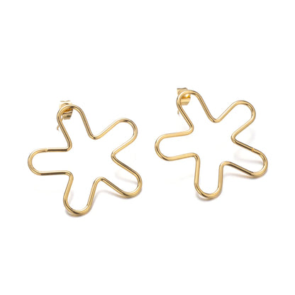 1 Pair Simple Style Flower Plating Stainless Steel 18k Gold Plated Ear Studs