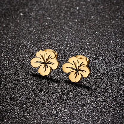 1 Pair Simple Style Flower Plating Stainless Steel 18k Gold Plated Ear Studs