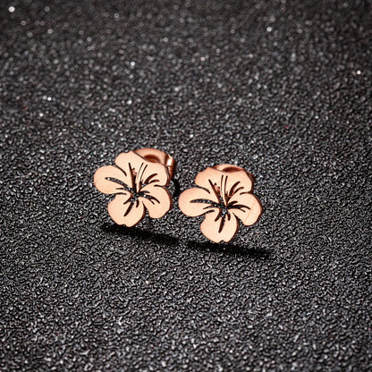 1 Pair Simple Style Flower Plating Stainless Steel 18k Gold Plated Ear Studs