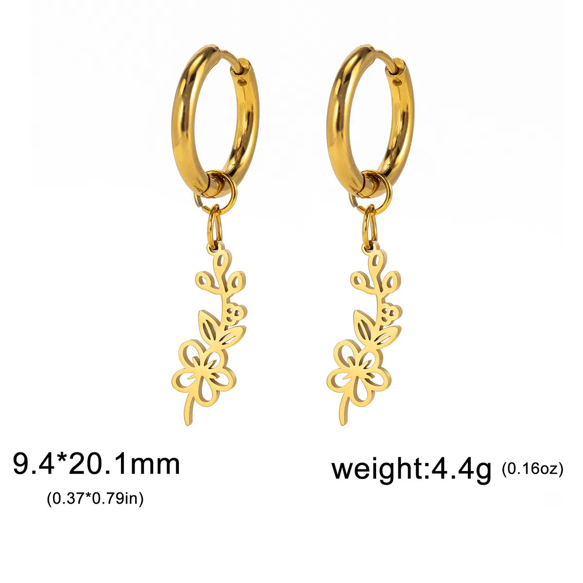 1 Pair Simple Style Flower Plating Stainless Steel Drop Earrings