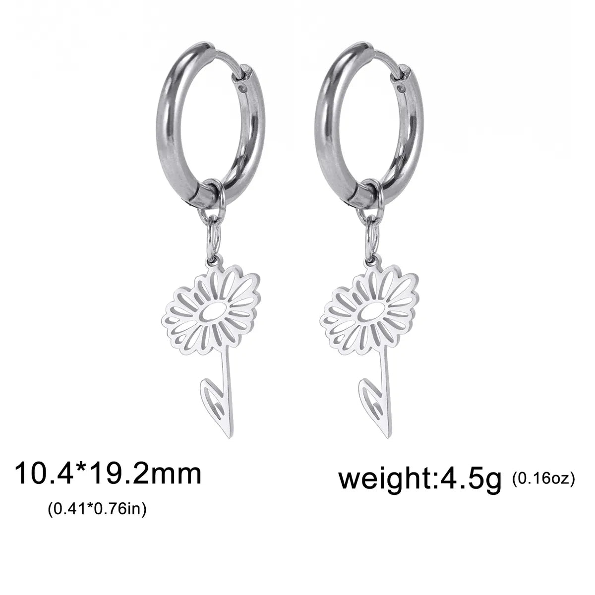 1 Pair Simple Style Flower Plating Stainless Steel Drop Earrings