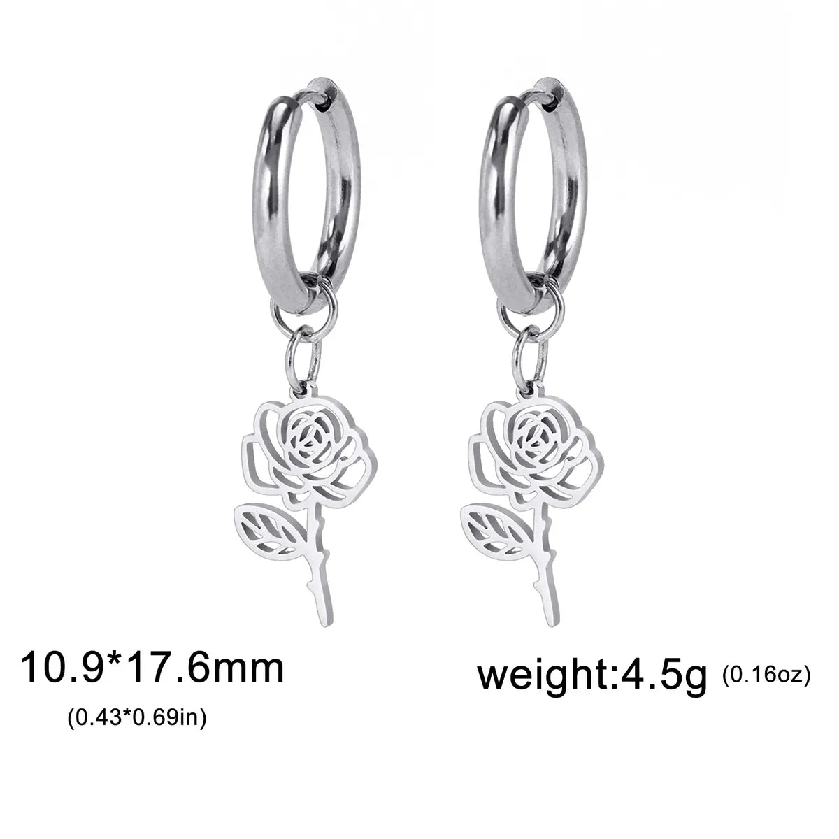 1 Pair Simple Style Flower Plating Stainless Steel Drop Earrings