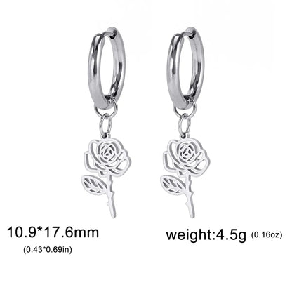 1 Pair Simple Style Flower Plating Stainless Steel Drop Earrings