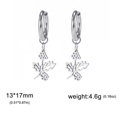 1 Pair Simple Style Flower Plating Stainless Steel Drop Earrings