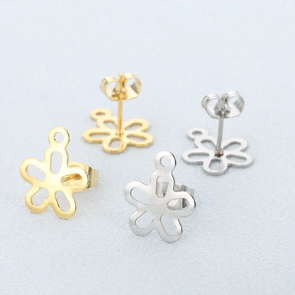 1 Pair Simple Style Flower Plating Stainless Steel Ear Studs