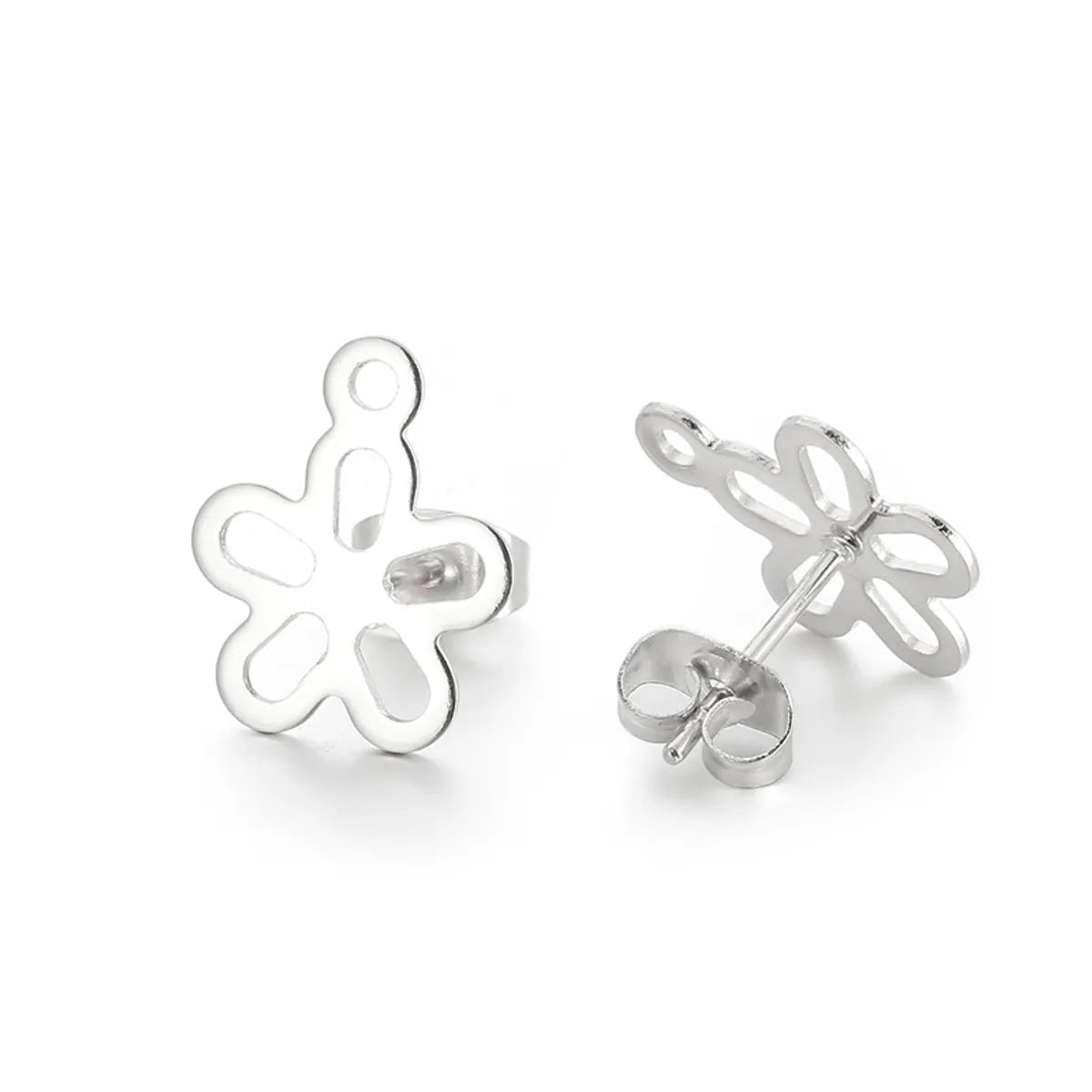 1 Pair Simple Style Flower Plating Stainless Steel Ear Studs