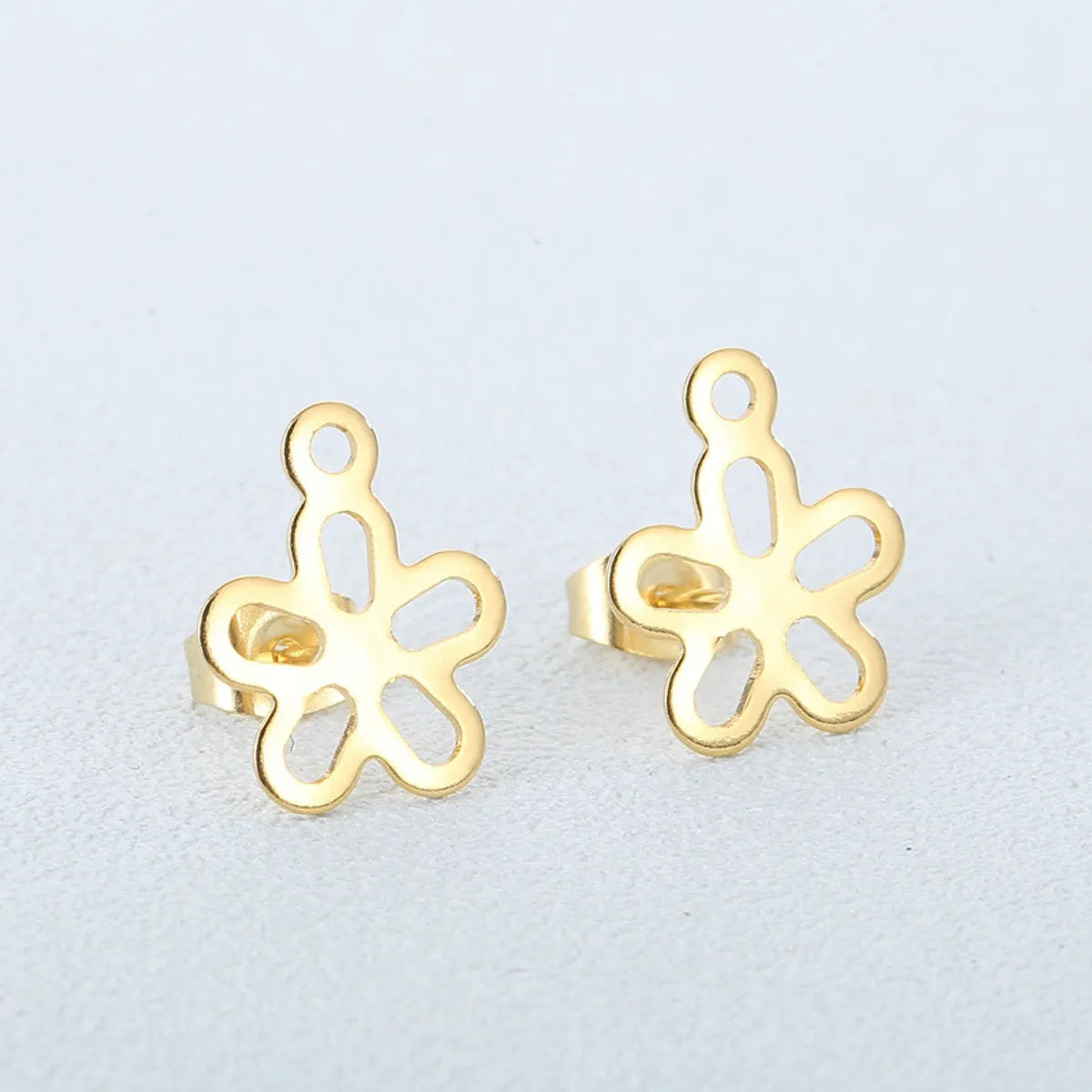 1 Pair Simple Style Flower Plating Stainless Steel Ear Studs