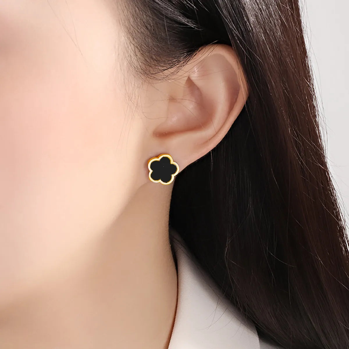 1 Pair Simple Style Flower Plating Stainless Steel Gold Plated Ear Studs