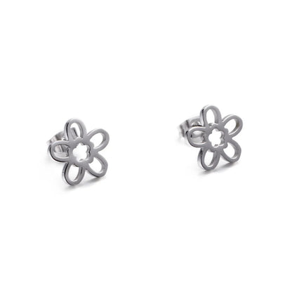 1 Pair Simple Style Flower Plating Stainless Steel Gold Plated Ear Studs