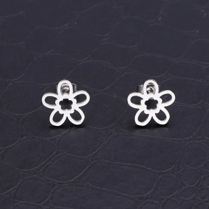 1 Pair Simple Style Flower Plating Stainless Steel Gold Plated Ear Studs