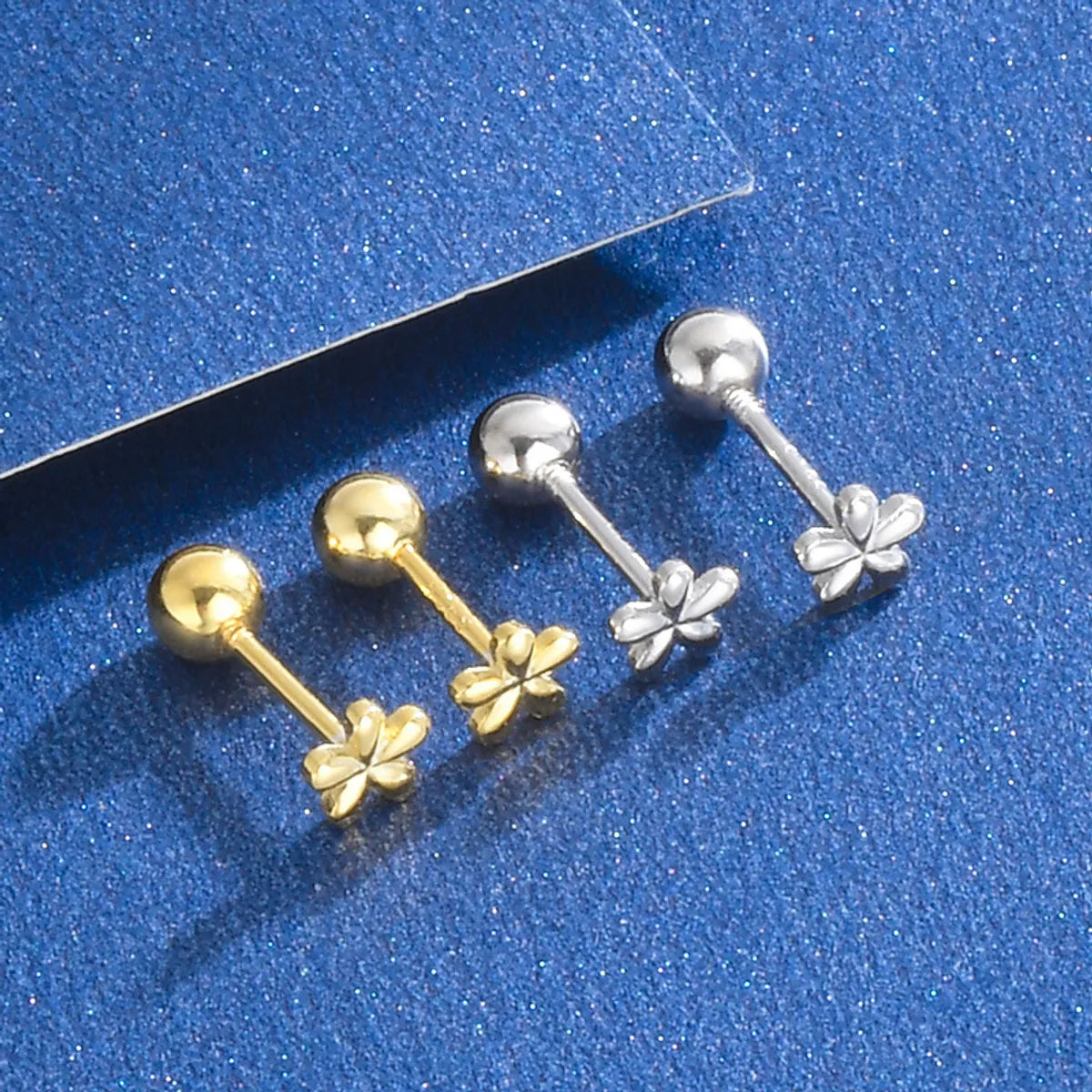 1 Pair Simple Style Flower Plating Sterling Silver Ear Studs