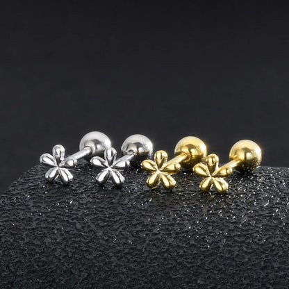 1 Pair Simple Style Flower Plating Sterling Silver Ear Studs