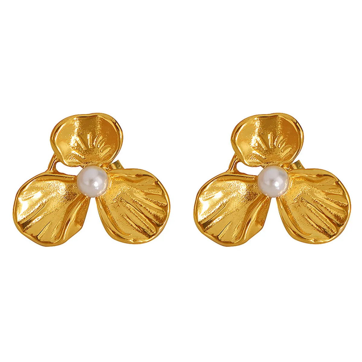 1 Pair Simple Style Flower Plating Titanium Steel Ear Studs