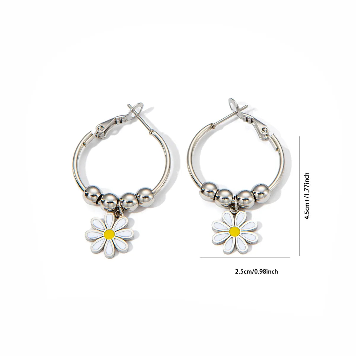 1 Pair Simple Style Flower Plating Titanium Steel Earrings