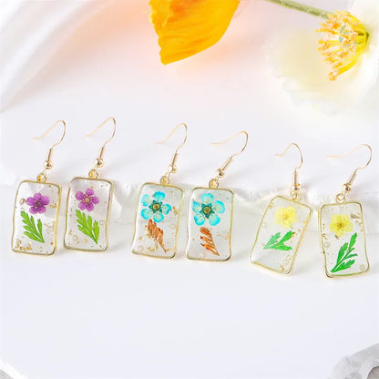 1 Pair Simple Style Flower Plating Zinc Alloy Drop Earrings