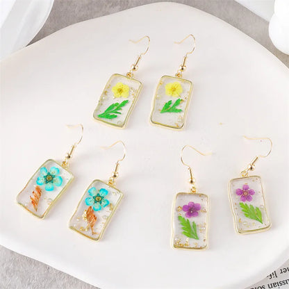 1 Pair Simple Style Flower Plating Zinc Alloy Drop Earrings