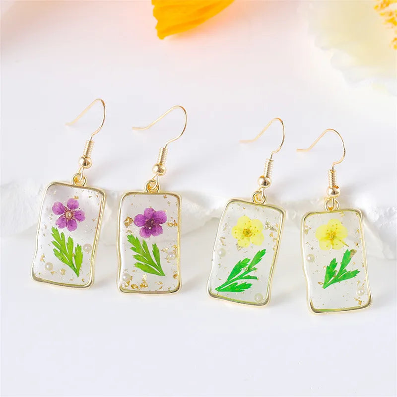 1 Pair Simple Style Flower Plating Zinc Alloy Drop Earrings