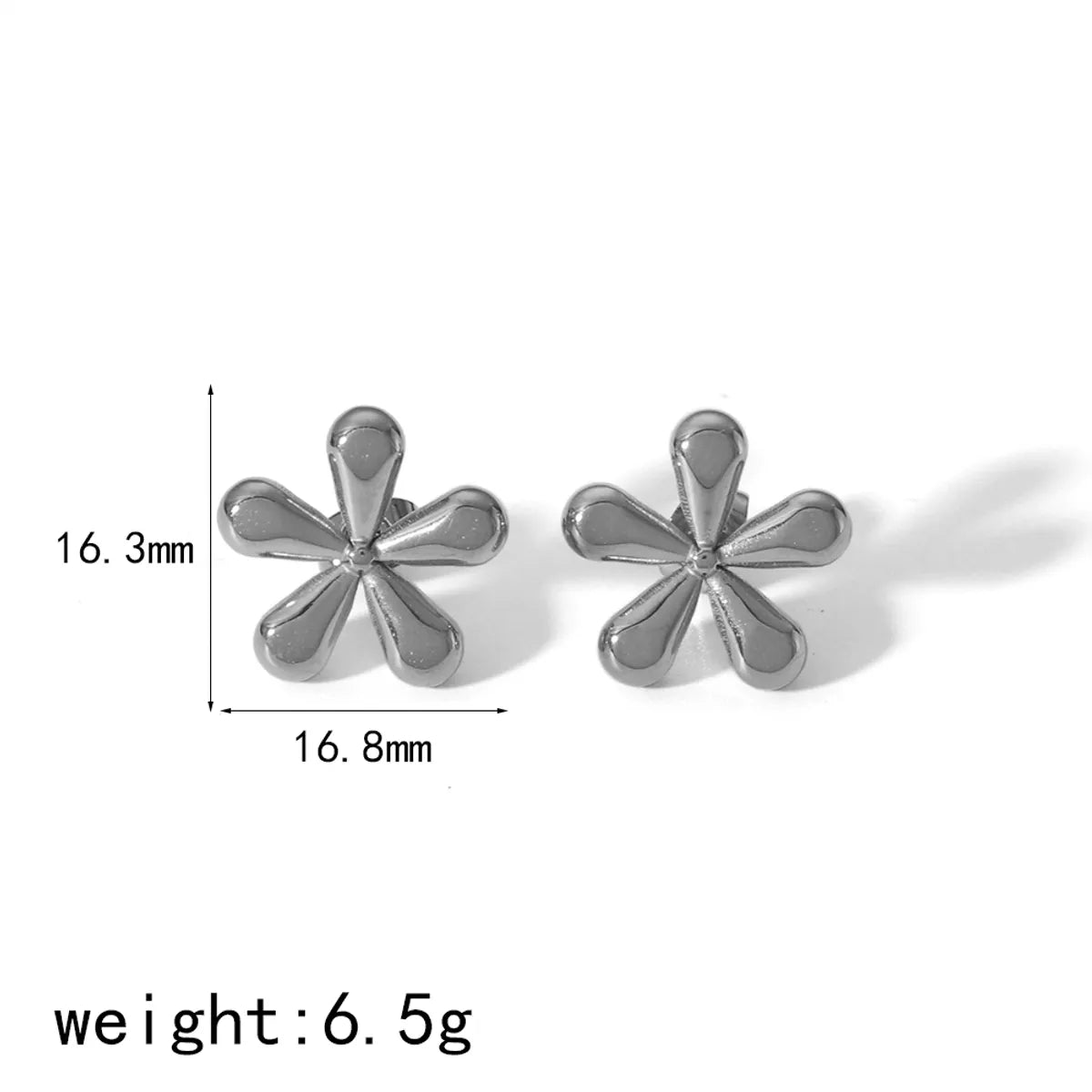 1 Pair Simple Style Flower Polishing Plating 304 Stainless Steel 18K Gold Plated Ear Studs