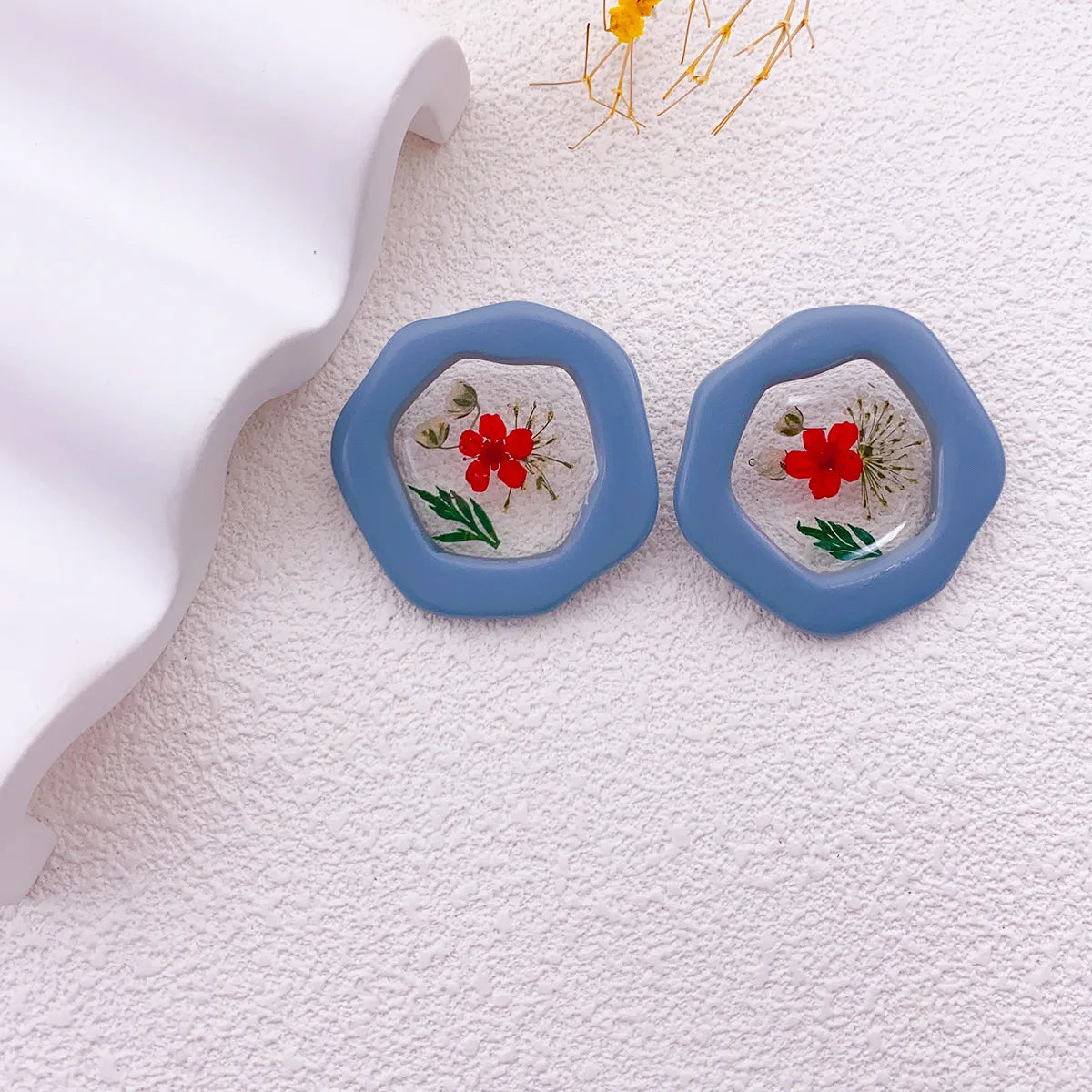 1 Pair Simple Style Flower Printing Plastic Resin Ear Studs