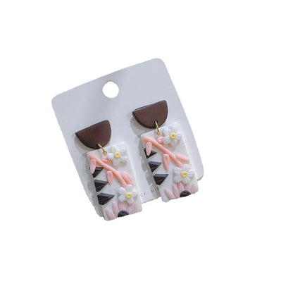 1 Pair Simple Style Flower Soft Clay Patchwork Women'S Ear Studs