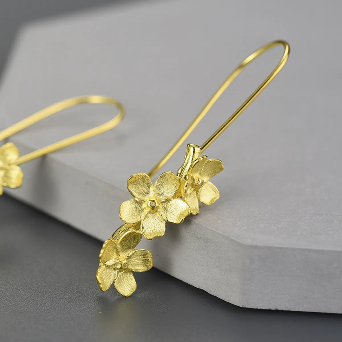 1 Pair Simple Style Flower Sterling Silver Drop Earrings