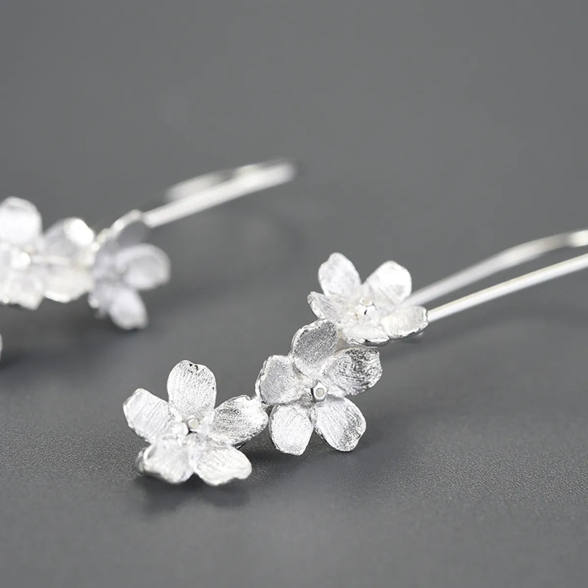 1 Pair Simple Style Flower Sterling Silver Drop Earrings