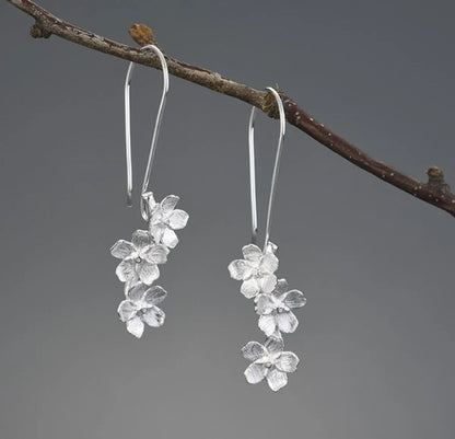 1 Pair Simple Style Flower Sterling Silver Drop Earrings