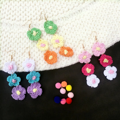 1 Pair Simple Style Flower Yarn Handmade Handmade Women's Drop Earrings