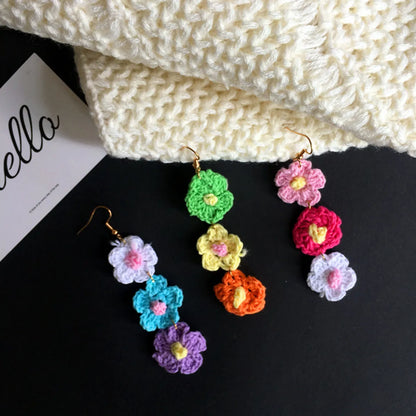 1 Pair Simple Style Flower Yarn Handmade Handmade Women's Drop Earrings